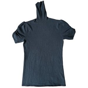 Ralph Lauren-black label, cashmere, ruched sleeve, turtleneck sweater-*flawed*